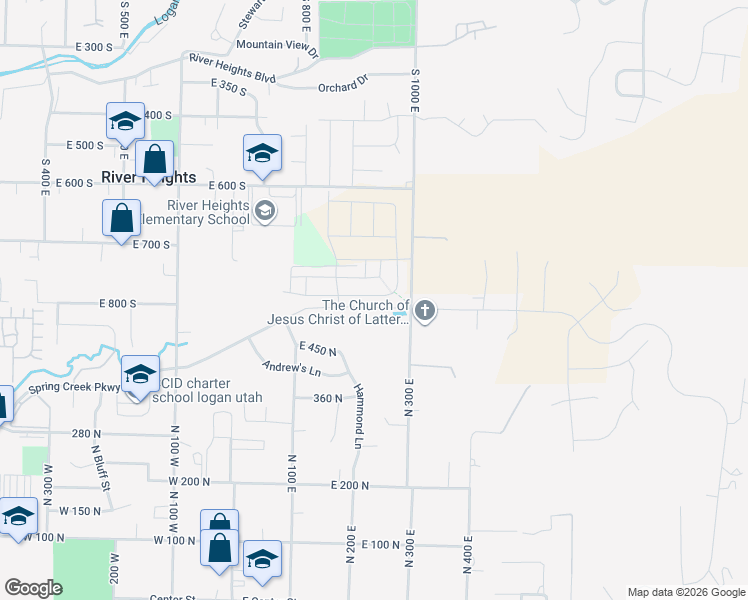 map of restaurants, bars, coffee shops, grocery stores, and more near 217 East 520 North in Providence