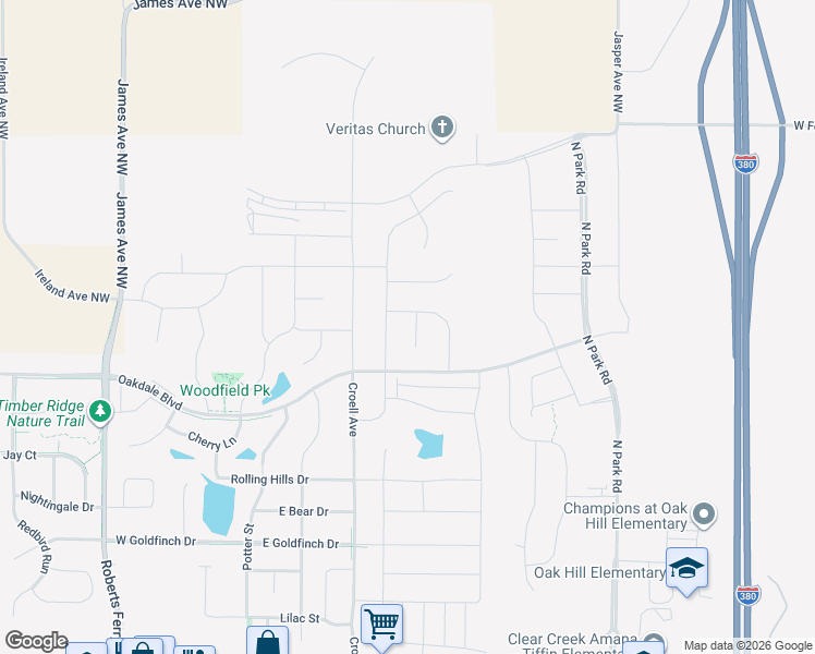 map of restaurants, bars, coffee shops, grocery stores, and more near 2940 James Avenue Northwest in Tiffin