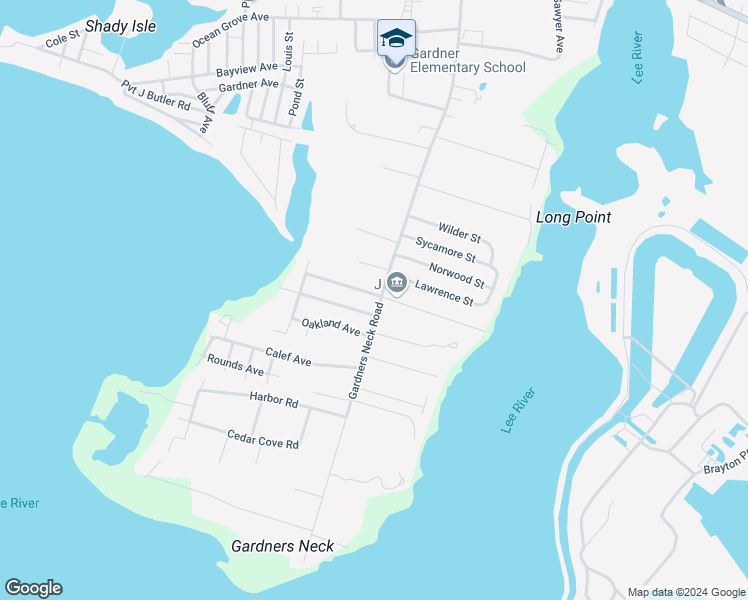 map of restaurants, bars, coffee shops, grocery stores, and more near 1223 Gardners Neck Road in Swansea