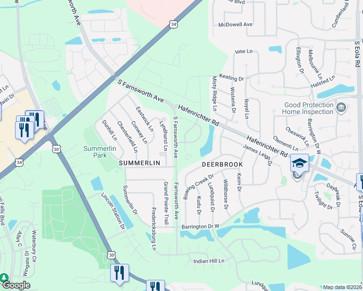map of restaurants, bars, coffee shops, grocery stores, and more near 2048 Canyon Creek Court in Aurora
