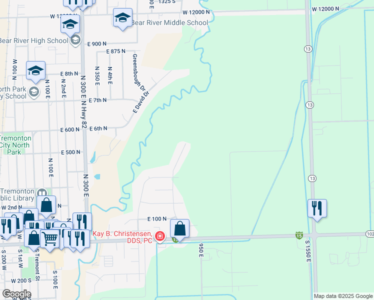 map of restaurants, bars, coffee shops, grocery stores, and more near 408 North 775 East in Tremonton