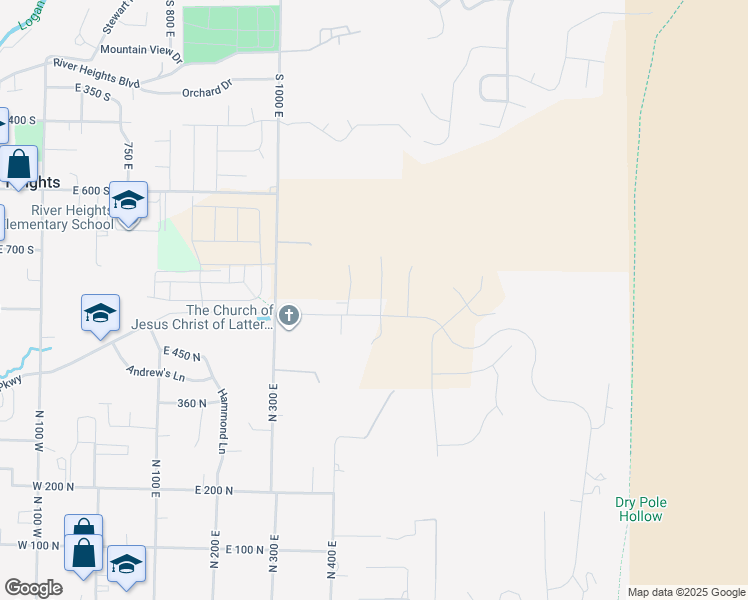 map of restaurants, bars, coffee shops, grocery stores, and more near 529 North 470 East in Logan