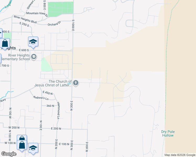 map of restaurants, bars, coffee shops, grocery stores, and more near 529 North 470 East in Logan