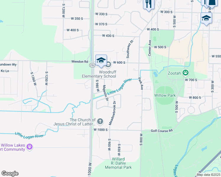 map of restaurants, bars, coffee shops, grocery stores, and more near 100 Crayon Court in Logan