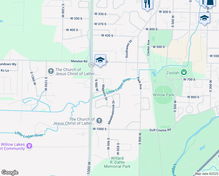 map of restaurants, bars, coffee shops, grocery stores, and more near 100 Crayon Court in Logan