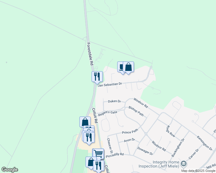 map of restaurants, bars, coffee shops, grocery stores, and more near 6 Jan Sebastian Dr in Sandwich