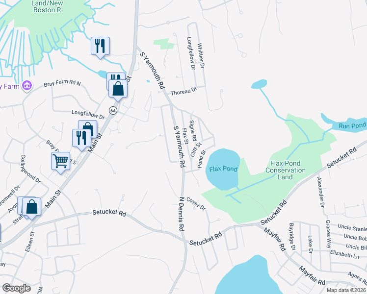 map of restaurants, bars, coffee shops, grocery stores, and more near 56 South Yarmouth Road in Dennis