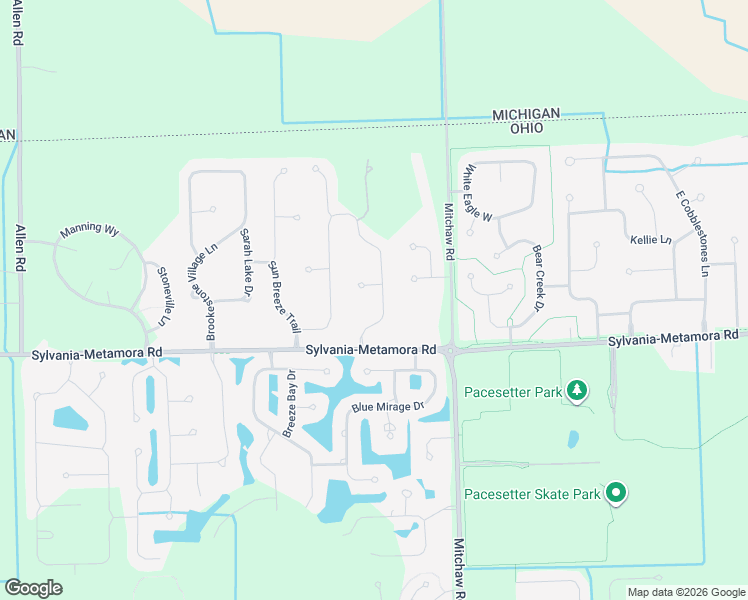 map of restaurants, bars, coffee shops, grocery stores, and more near 5865 Walnut Springs Road in Sylvania
