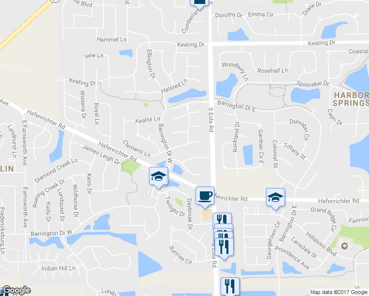 map of restaurants, bars, coffee shops, grocery stores, and more near 2379 Avalon Court in Aurora