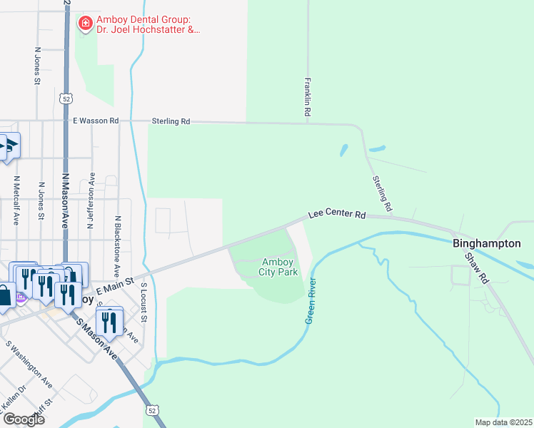 map of restaurants, bars, coffee shops, grocery stores, and more near 1638 Lee Center Road in Amboy