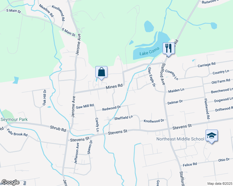 map of restaurants, bars, coffee shops, grocery stores, and more near 21 Arrowhead Drive in Bristol