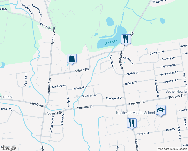 map of restaurants, bars, coffee shops, grocery stores, and more near 7 Blue Meadow Road in Bristol