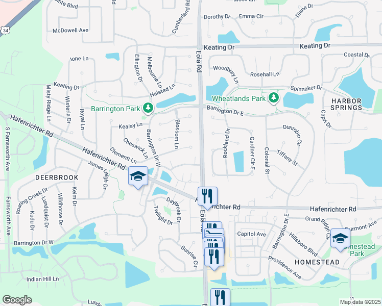 map of restaurants, bars, coffee shops, grocery stores, and more near 2453 Avalon Ct in Aurora