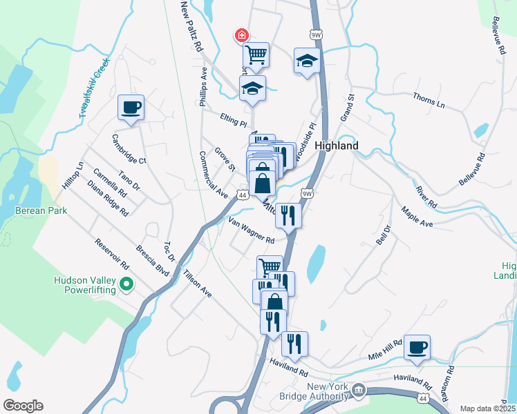 map of restaurants, bars, coffee shops, grocery stores, and more near 104 Vineyard Avenue in Lloyd