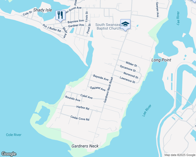 map of restaurants, bars, coffee shops, grocery stores, and more near 168 Bayside Avenue in Swansea