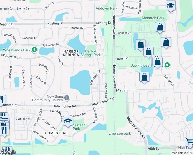 map of restaurants, bars, coffee shops, grocery stores, and more near 2032 Grayhawk Drive in Aurora