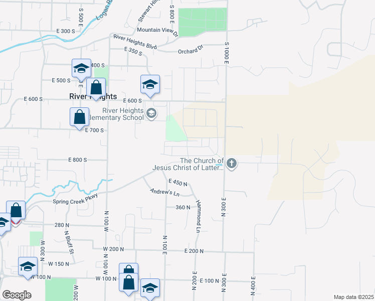 map of restaurants, bars, coffee shops, grocery stores, and more near 672 North 170 East in Logan