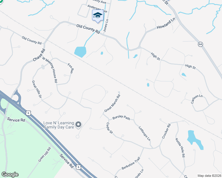 map of restaurants, bars, coffee shops, grocery stores, and more near 21 Wolf Hill in Sandwich