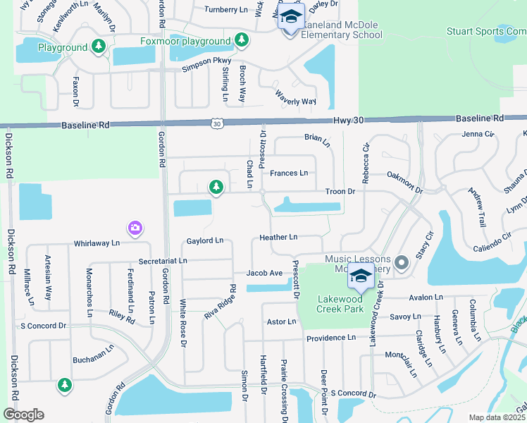 map of restaurants, bars, coffee shops, grocery stores, and more near 2901 Gloria Court in Montgomery