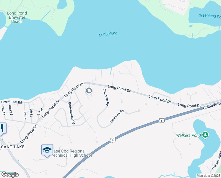map of restaurants, bars, coffee shops, grocery stores, and more near 215 Long Pond Drive in Harwich