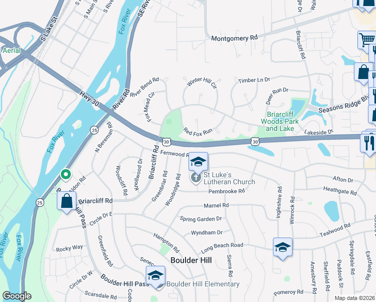 map of restaurants, bars, coffee shops, grocery stores, and more near 62 Fernwood Road in Montgomery