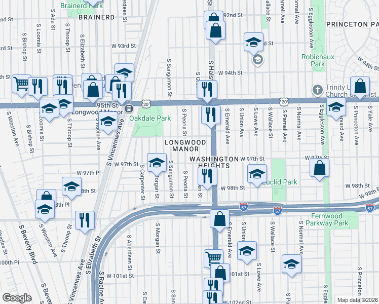 map of restaurants, bars, coffee shops, grocery stores, and more near in Chicago