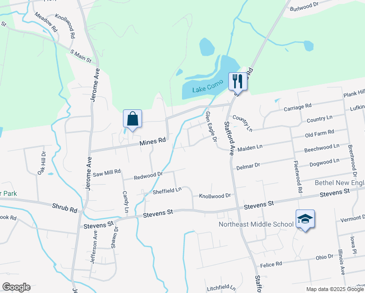 map of restaurants, bars, coffee shops, grocery stores, and more near 7 Blue Meadow Road in Bristol