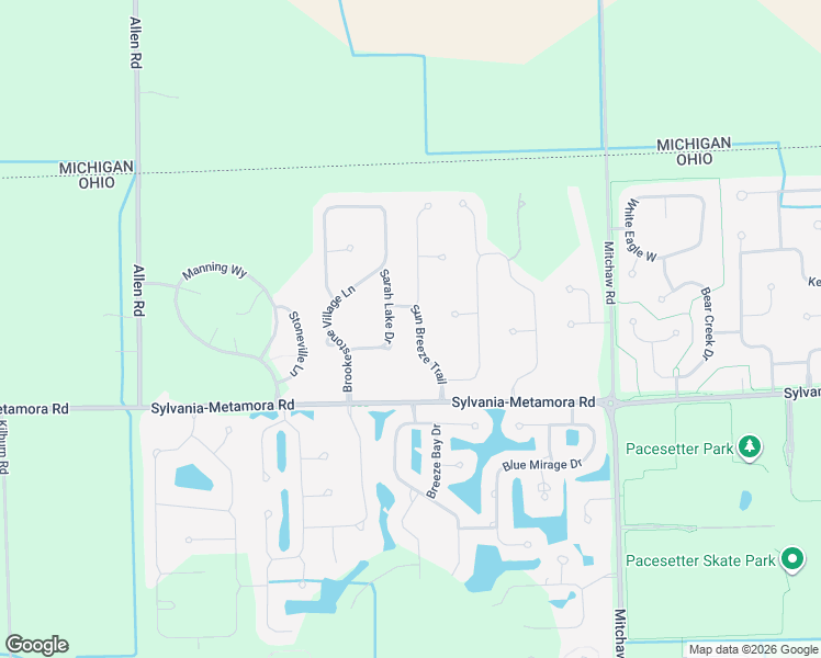 map of restaurants, bars, coffee shops, grocery stores, and more near 5879 Sunbreeze Trail in Sylvania