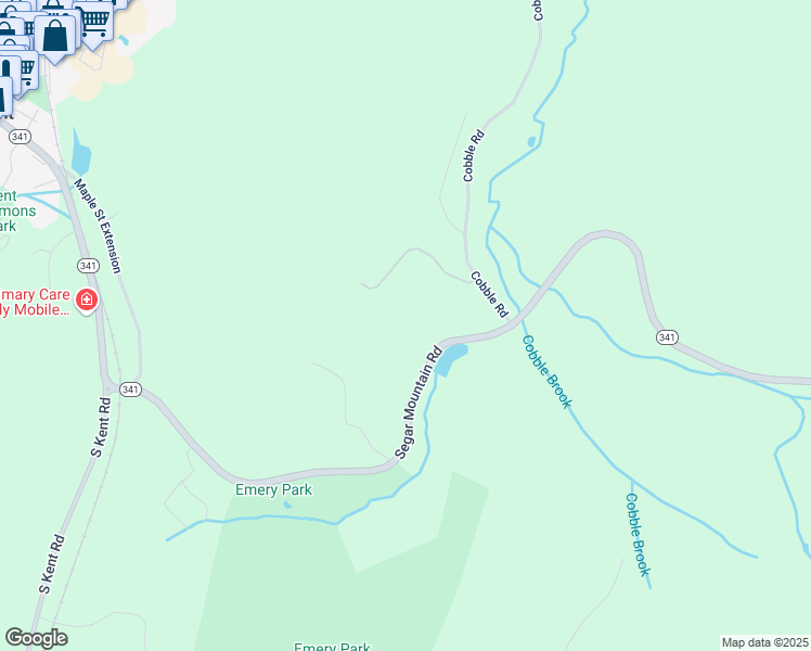 map of restaurants, bars, coffee shops, grocery stores, and more near 85B Segar Mountain Road in Kent