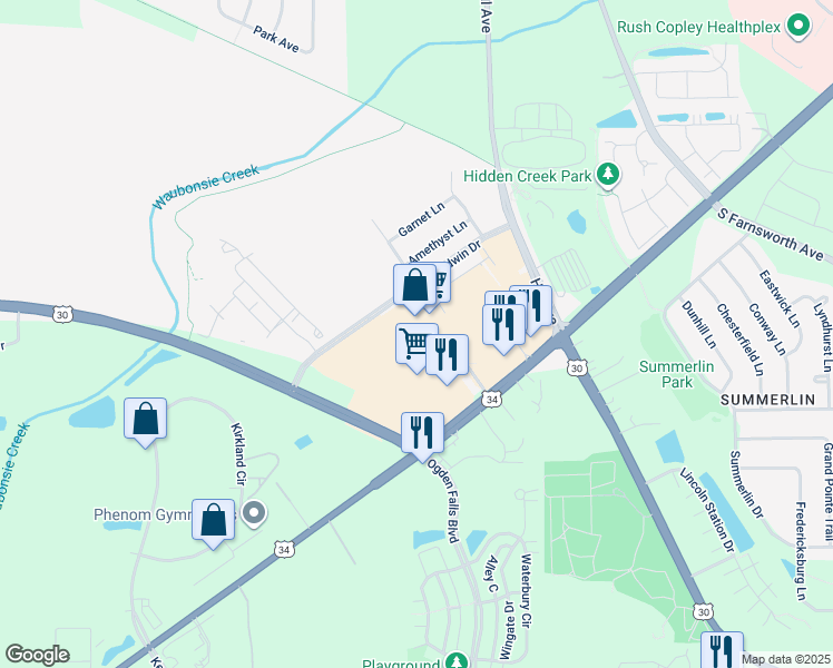 map of restaurants, bars, coffee shops, grocery stores, and more near 1100 Ogden Avenue in Montgomery