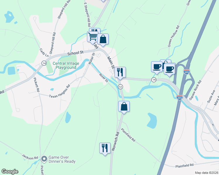 map of restaurants, bars, coffee shops, grocery stores, and more near 49 River Street in Plainfield