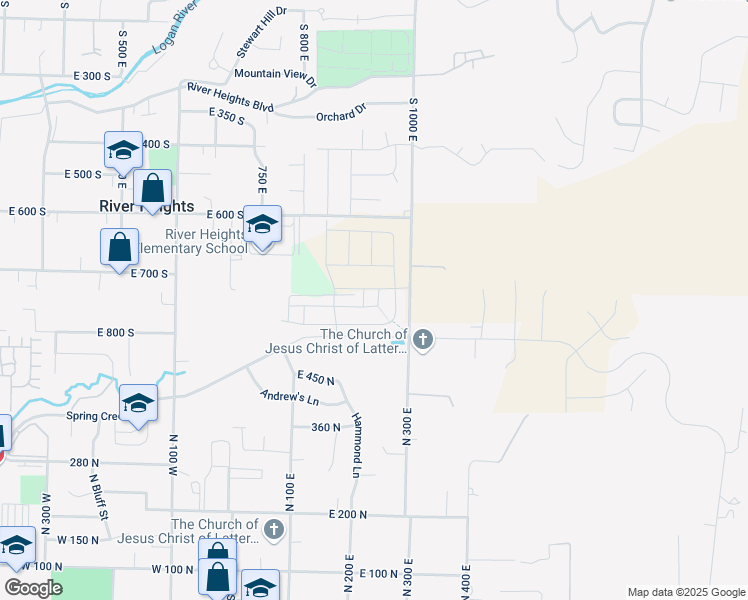 map of restaurants, bars, coffee shops, grocery stores, and more near 565 North 245 East in Logan