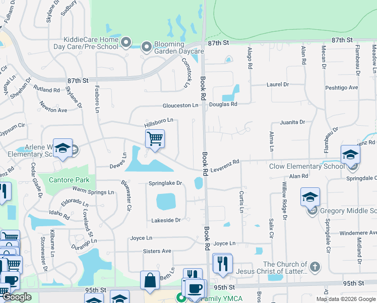 map of restaurants, bars, coffee shops, grocery stores, and more near 2459 Sharon Court in Naperville