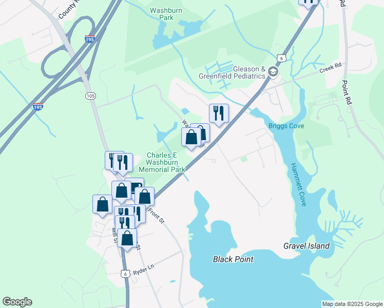 map of restaurants, bars, coffee shops, grocery stores, and more near 337 Wareham Road in Marion