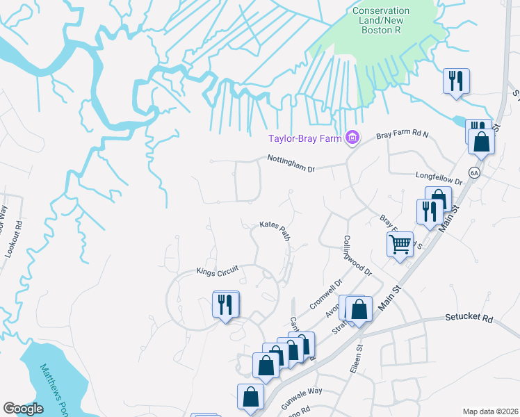 map of restaurants, bars, coffee shops, grocery stores, and more near 34 Marshside Drive in Yarmouth