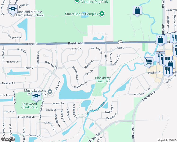 map of restaurants, bars, coffee shops, grocery stores, and more near 2238 Lynn Drive in Montgomery