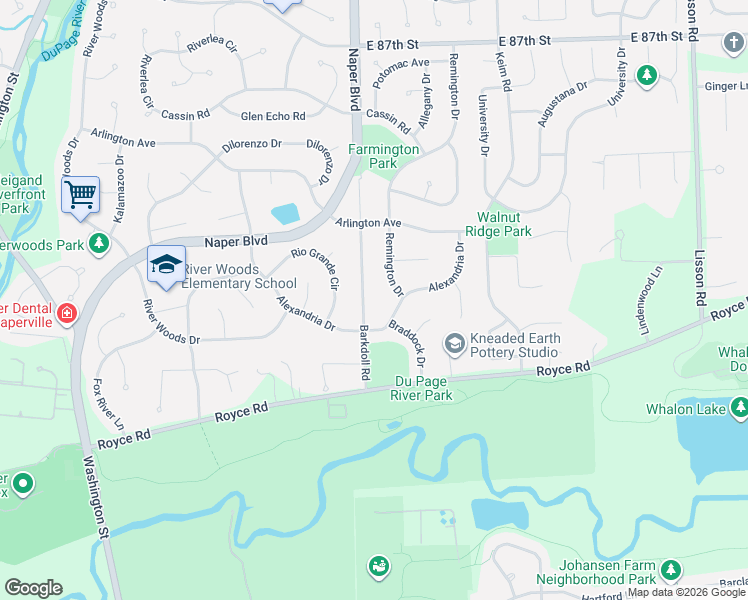 map of restaurants, bars, coffee shops, grocery stores, and more near 710 Alexandria Drive in Naperville