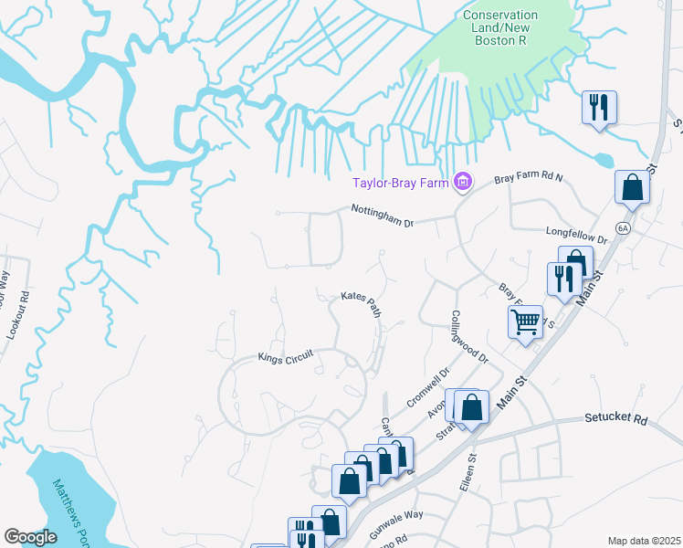 map of restaurants, bars, coffee shops, grocery stores, and more near 34 Marshside Drive in Yarmouth
