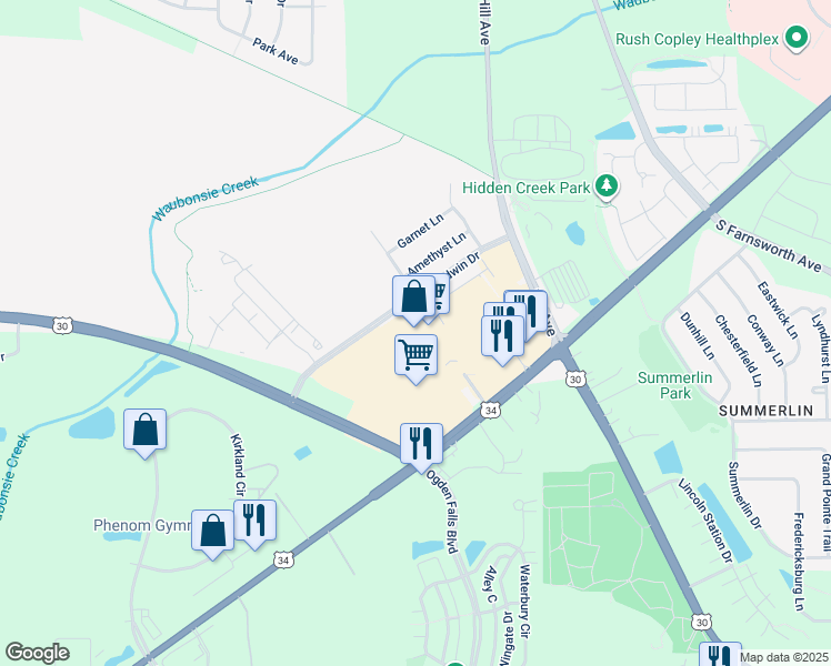 map of restaurants, bars, coffee shops, grocery stores, and more near 1100 Ogden Avenue in Montgomery