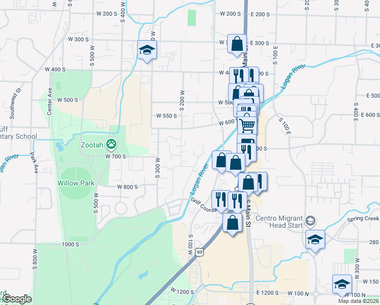 map of restaurants, bars, coffee shops, grocery stores, and more near 178 Riverwalk Circle in Logan