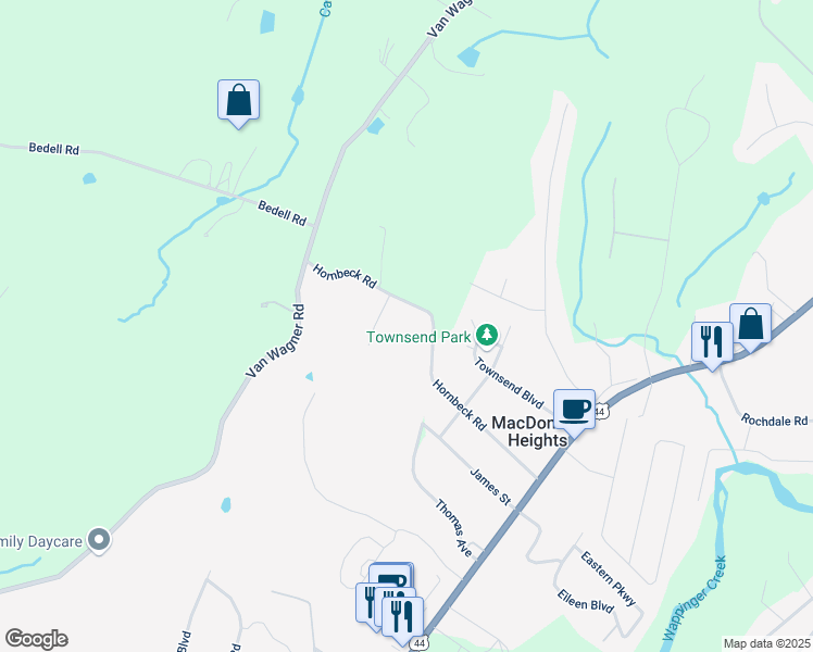 map of restaurants, bars, coffee shops, grocery stores, and more near 69 Hornbeck Road in Arlington