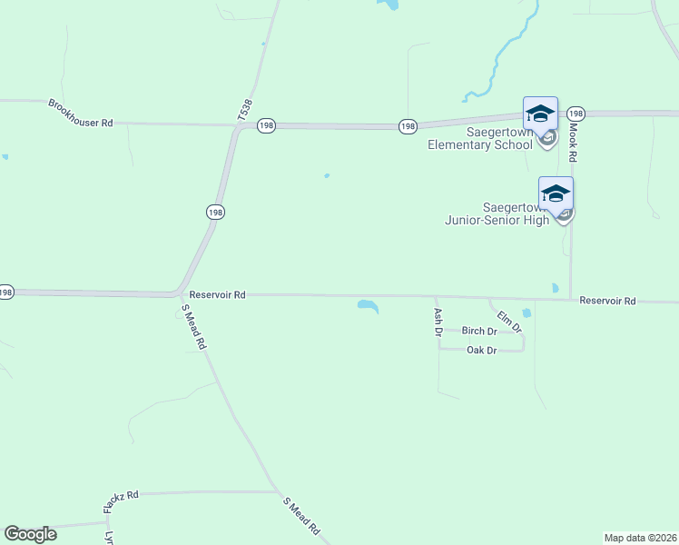 map of restaurants, bars, coffee shops, grocery stores, and more near 18110-18210 Reservoir Road in Saegertown