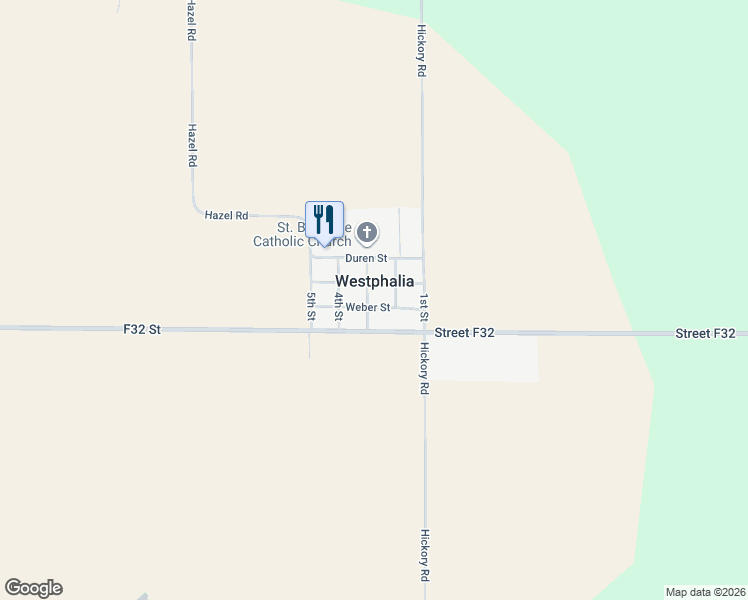 map of restaurants, bars, coffee shops, grocery stores, and more near 302 Colony Street in Westphalia
