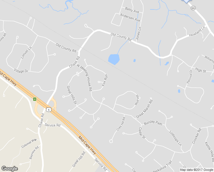 map of restaurants, bars, coffee shops, grocery stores, and more near 19 Fox Run in Sandwich