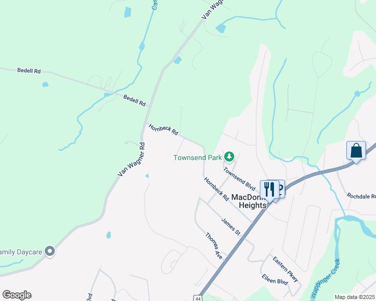 map of restaurants, bars, coffee shops, grocery stores, and more near 69 Hornbeck Road in Arlington
