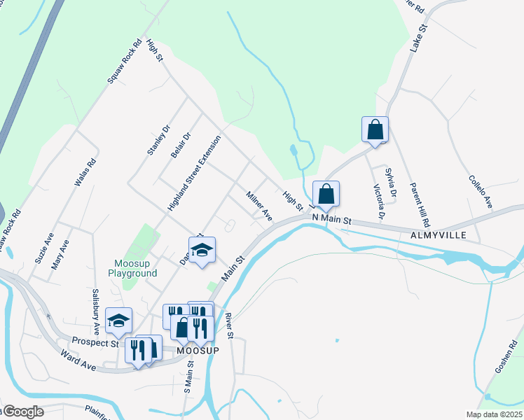 map of restaurants, bars, coffee shops, grocery stores, and more near 20 Milner Avenue in Plainfield