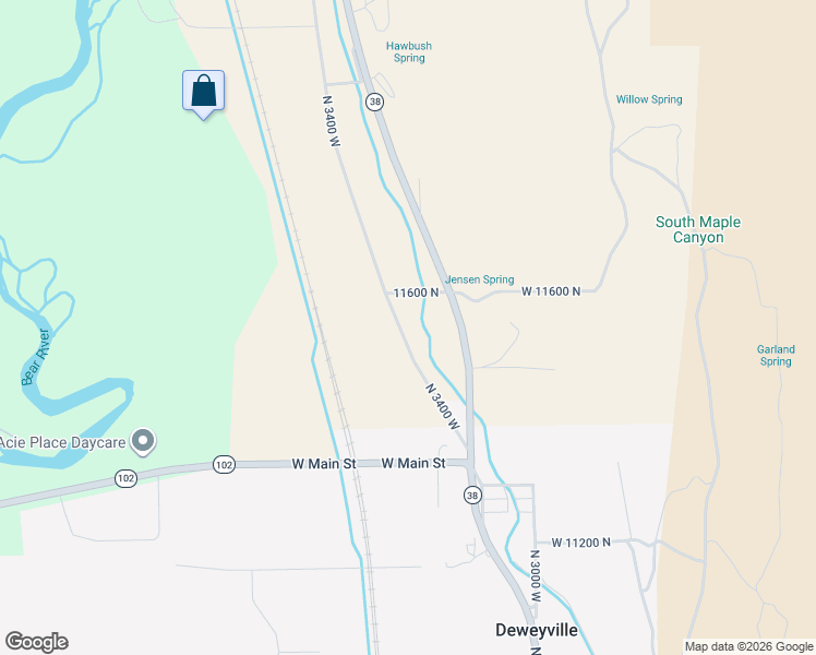 map of restaurants, bars, coffee shops, grocery stores, and more near 11540 North 3400 West in Deweyville