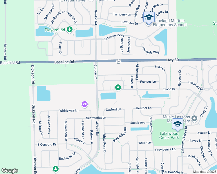 map of restaurants, bars, coffee shops, grocery stores, and more near 3074 Troon Drive in Oswego