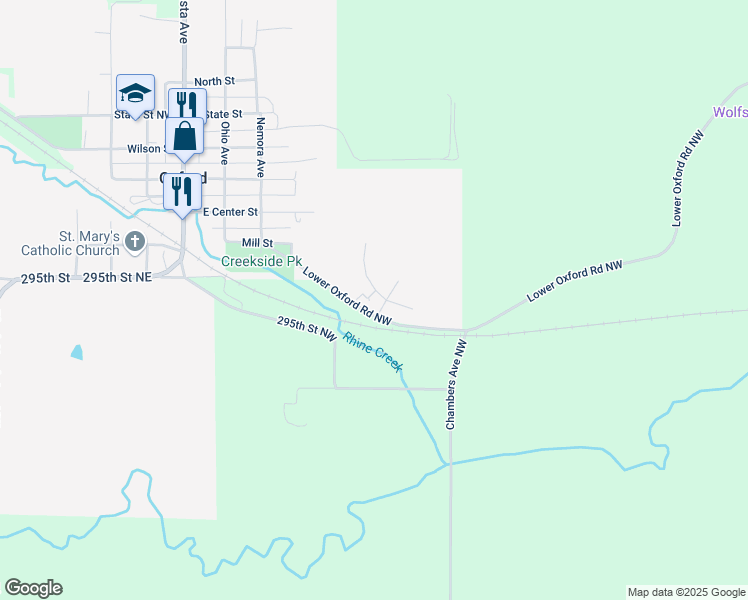 map of restaurants, bars, coffee shops, grocery stores, and more near 412 James Boulevard in Oxford
