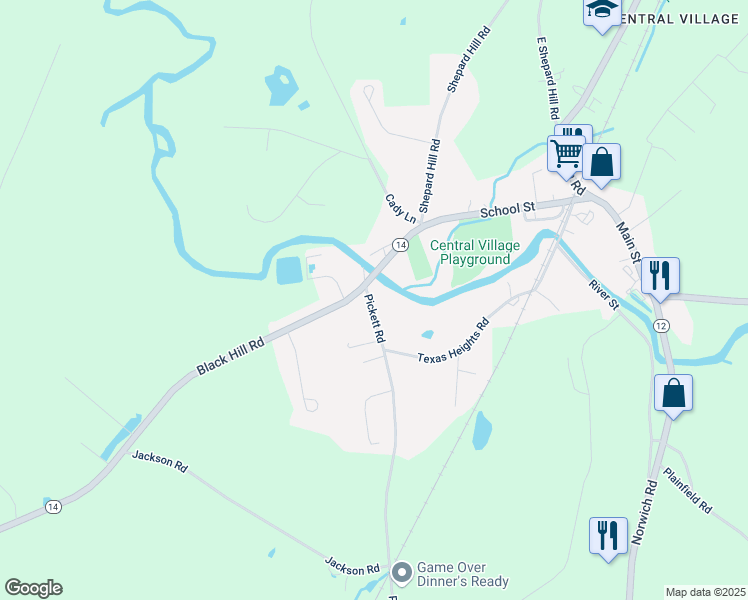 map of restaurants, bars, coffee shops, grocery stores, and more near 10 Pickett Road in Plainfield